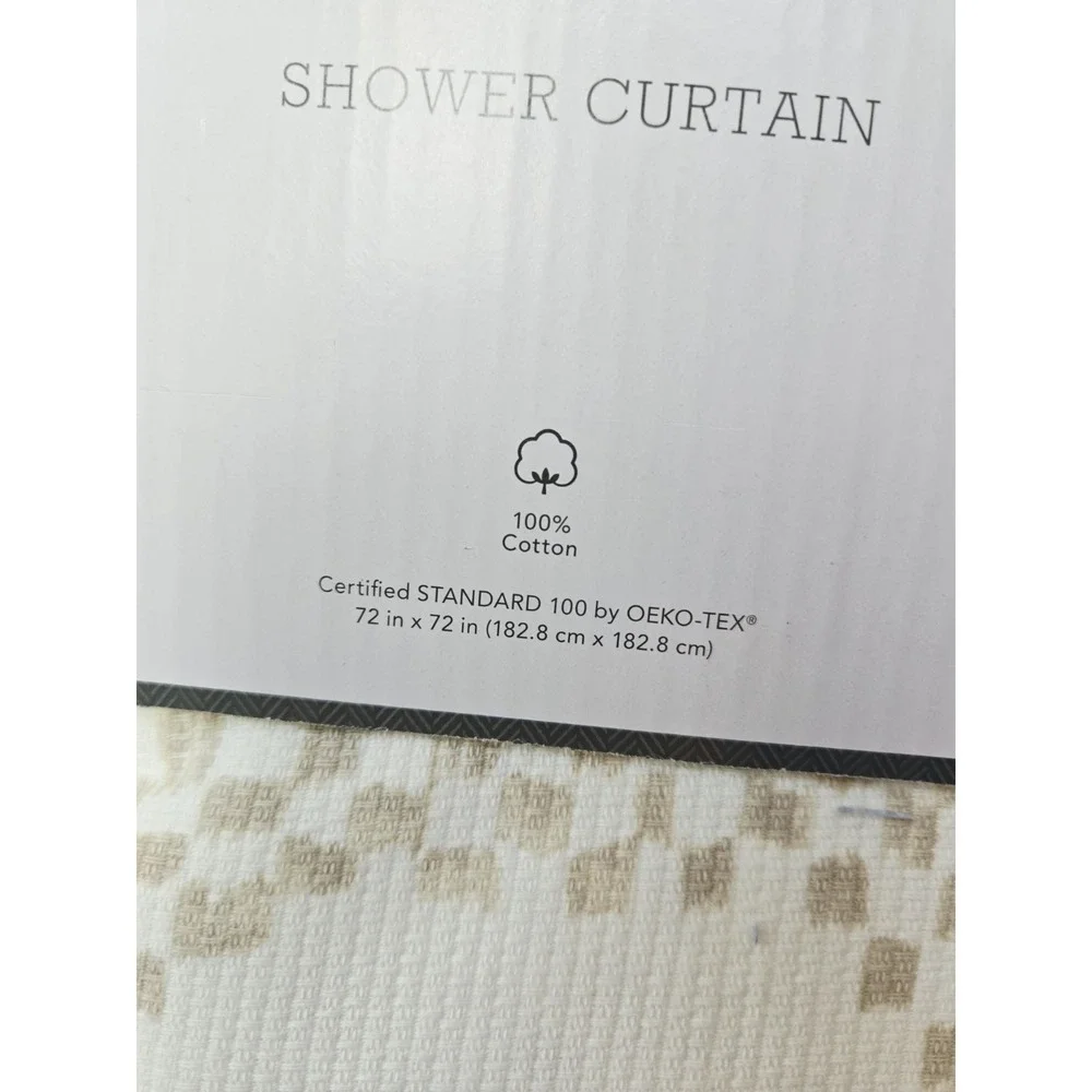 Threshold Shower Curtain cotton fabric off white beige NEW 72x72